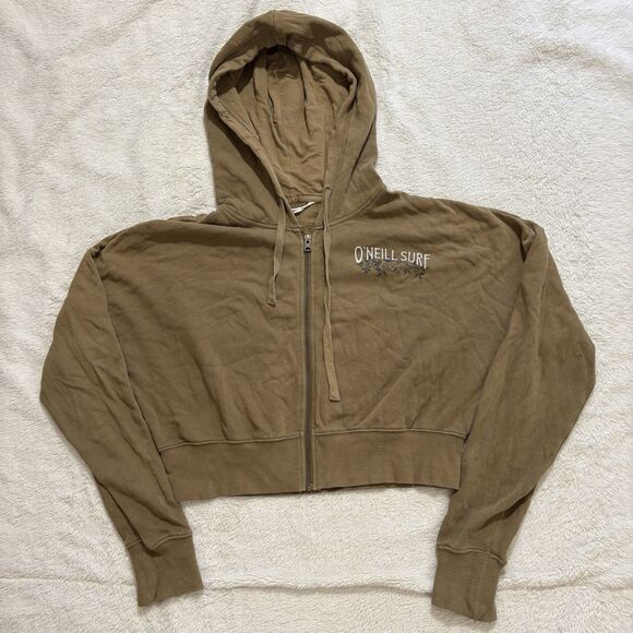 Vintage O’Neill Surf Co Womens Crop Hoodie Size Medium Skeleton Surfing Ocean - Picture 1 of 9